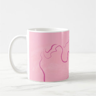 Taza De Café Moderno pelo rosa minimalista estilo pelo ondulado