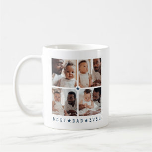 Taza De Café Moderno personalizado de 4 fotos 'Mejor papá del m