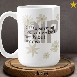 Taza De Café Moderno Personalizado Gris Mínimo Wellness Floral
