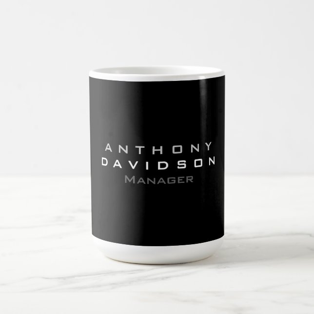 Taza De Café Moderno personalizado negro hecho minimalista (Centro)