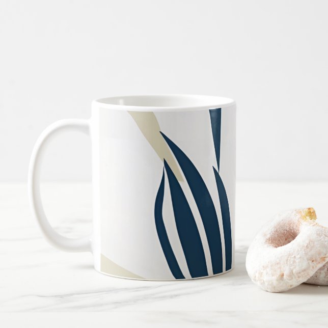 Taza De Café Moderno resumen de la Marina café azul y beige (Con donut)