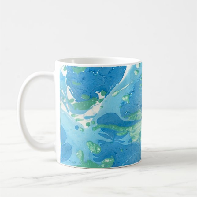 Taza De Café Moderno Resumen Estilo Art Azul Plantilla Verde El (Izquierda)