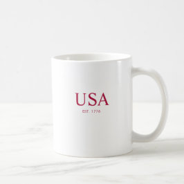 Taza De Café Moderno Rojo Blanco EE. UU. Establecido en 1776