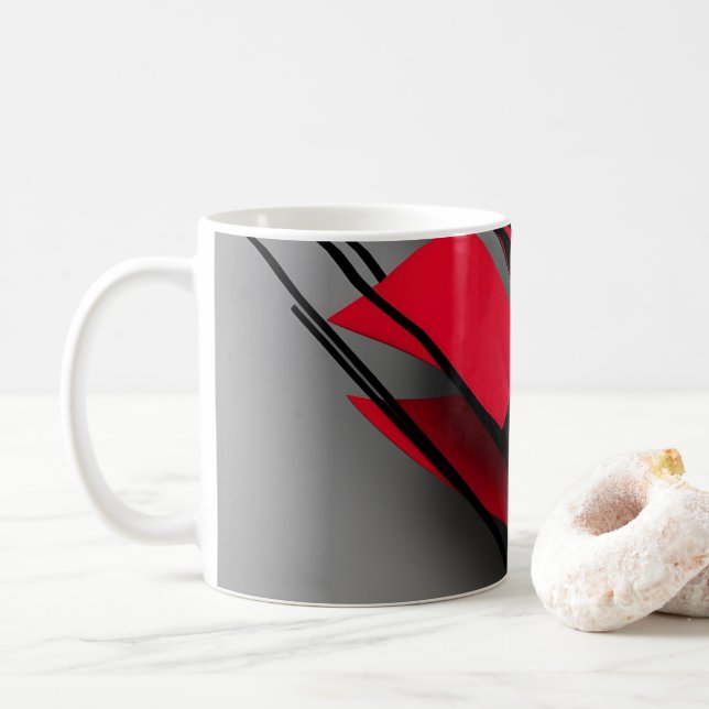 Taza De Café Moderno Rojo y Negro Resumen Café Mug (Con donut)