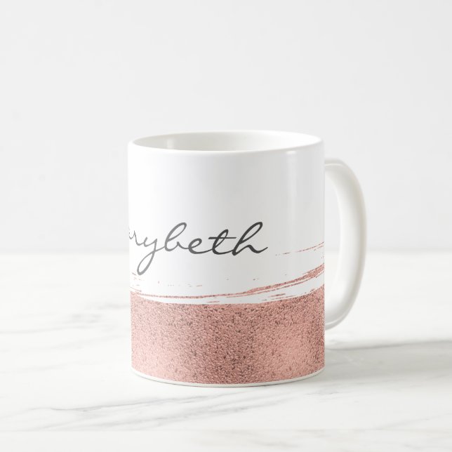 Taza De Café Moderno Rosa Cepillo de oro Coffee Mug (Anverso derecho)