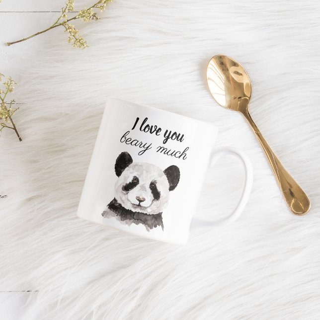 Taza De Café Moderno Te Amo Mucho Panda Blanco Y Negro (Subido por el creador)