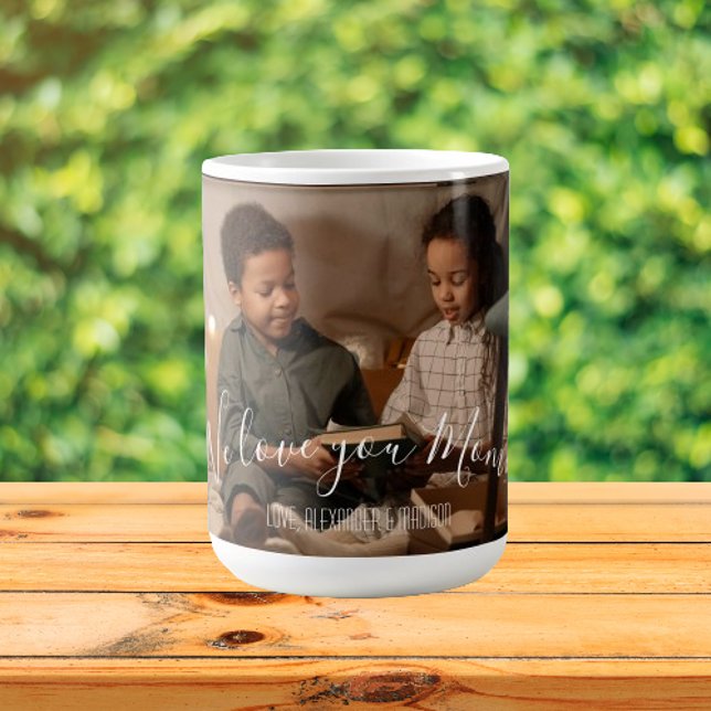 Taza De Café Moderno, te queremos mamá Photo Mug (Modern We Love You Mom Photo Personalized Coffee Mug)