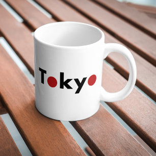 Taza De Café Moderno Tokio Japón rojo puntos de color claro