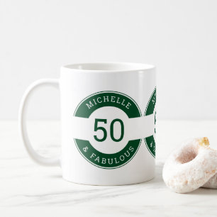 Taza De Café Moderno Verde 50 y fabuloso Nombre de Fiesta de Cu