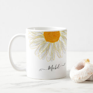 Taza De Café Moderno Watercolol Minimalista Chamomile