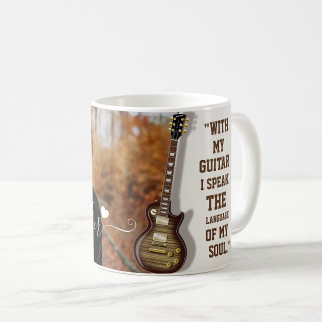 Taza De Café Moderno y elegante foto y nombre de la guitarra el (Anverso derecho)