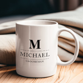 Taza De Café Moderno y elegante Groomsmen Regalos Monograma Mej