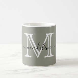 Taza De Café Moderno y elegante guión Monograma de niebla everg