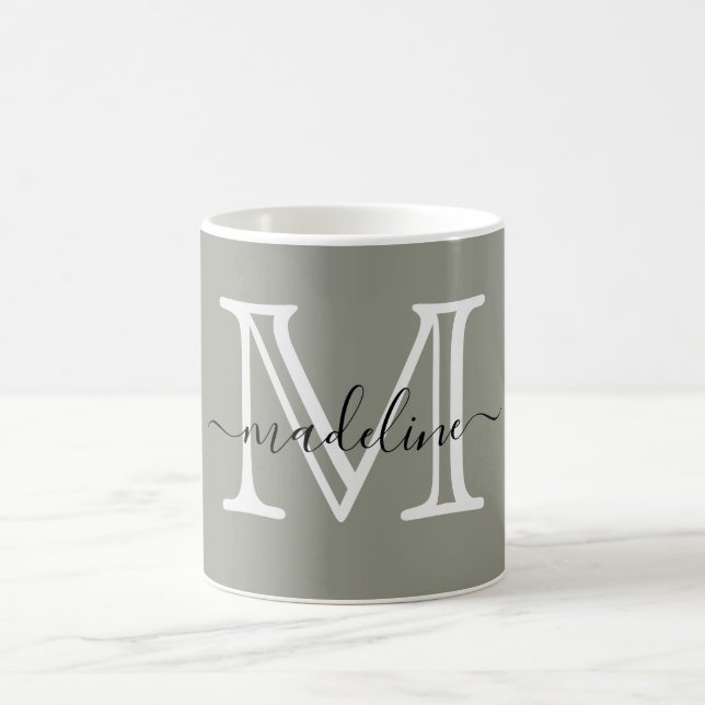 Taza De Café Moderno y elegante guión Monograma de niebla everg (Centro)