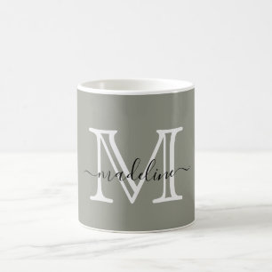 Taza De Café Moderno y elegante guión Monograma de niebla everg