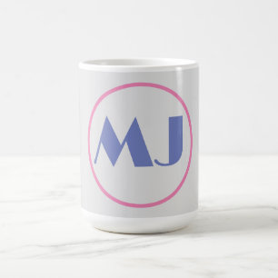 Taza De Café Moderno y elegante Monograma Azul Letras iniciales