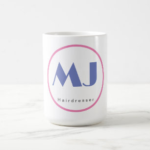 Taza De Café Moderno y elegante Monograma Rojo Azul