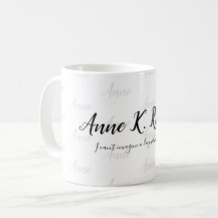 Taza De Café moderno y elegante nombre manuscrito blanco negro