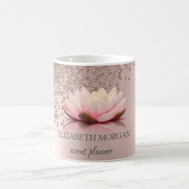 Taza De Café Moderno y elegante Rosa de oro Diamantes Lotus (Centro)