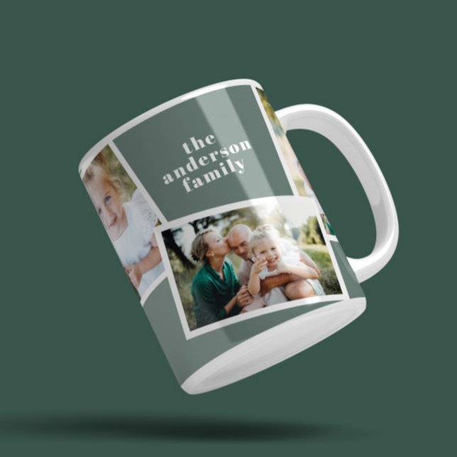 Taza De Café Moderno y elegante sage de la familia multifotogra (Subido por el creador)