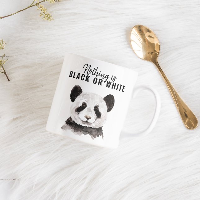 Taza De Café Moderno Y Gracioso Panda Blanco Y Negro Con Cita (Subido por el creador)