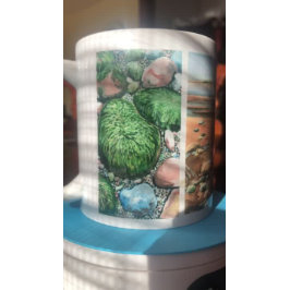 Taza De Café MODERNOS Browns & Greens/ White BEACHING PINTING M