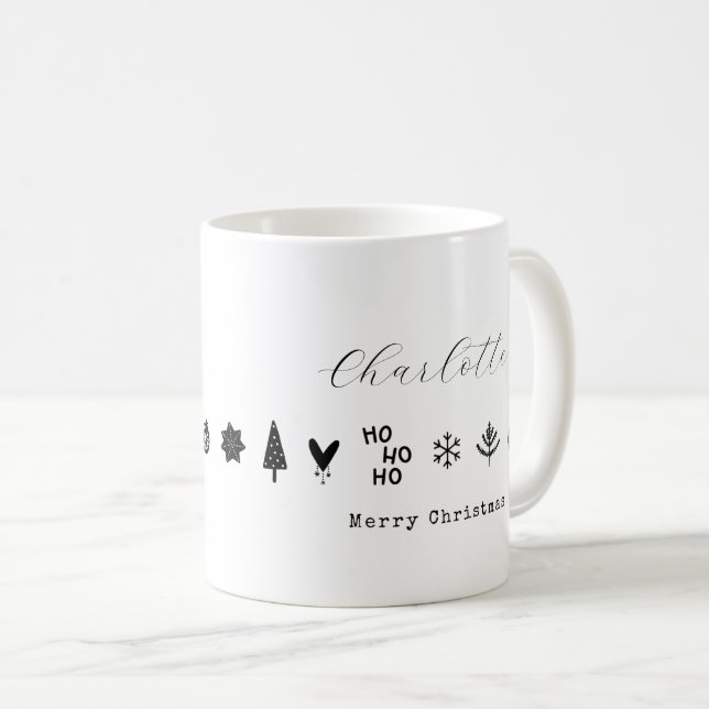 Taza De Café Modernos Minimalistas elegantes Navidades blancos  (Anverso derecho)