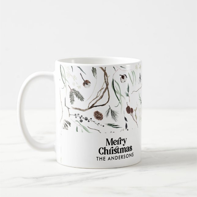 Taza De Café Modernos Navidades elegantes botánicos rústicos (Izquierda)