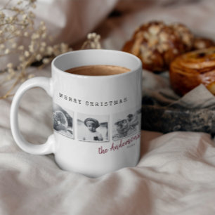 Taza De Café Modernos Navidades mínimos multi foto burgundy