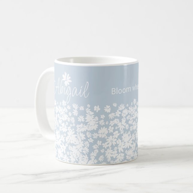 Taza De Café Modernos Saltos Florales y Daisies Personalizado C (Anverso izquierdo)
