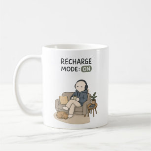 Taza De Café Modo de Recarga Encendido Chiste Meme Introvertido
