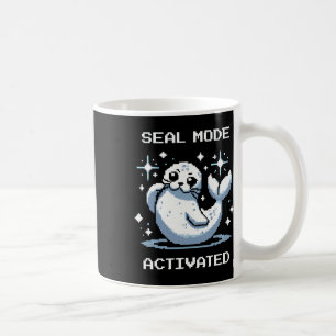 Taza De Café Modo de Sello Activado Arte de Pixel Sello Estilo 
