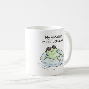 Taza De Café Modo de vacaciones de rana linda activado divertid