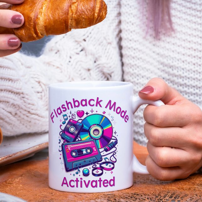 Taza De Café Modo Flashback: Activado - Amante de música retro (Subido por el creador)