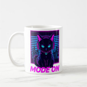 Taza De Café Modo Gato Neon activado - Gato de jugador Cyberpun