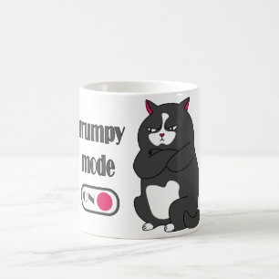 Taza De Café Modo gruñón en gato gordo gracioso