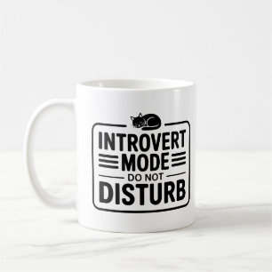 Taza De Café Modo Introvertido No Molestar Tipografía Minimalis