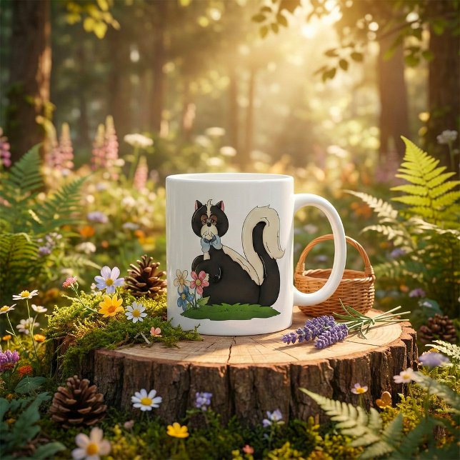 Taza De Café Mofeta Con Flores (Subido por el creador)