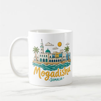 Taza De Café Mogadiscio Dibujado a Mano Somalia Arte Viaje Punt