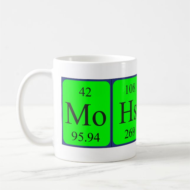 Taza De Café Mohsin nombre de tabla periódica mug (Izquierda)