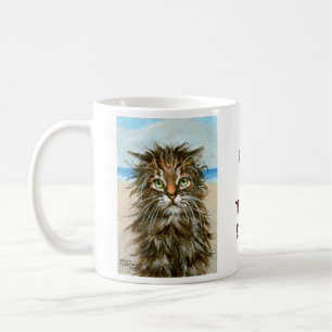 Taza de café mojada del gato una de esos días