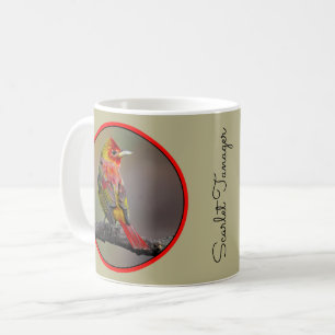 Taza De Café Moldura de Tanager de escarlata - Fotografía origi