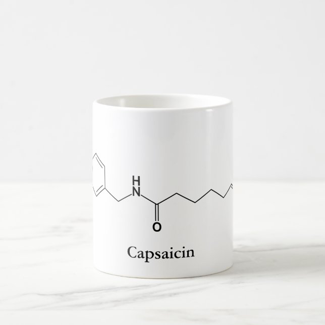 Taza De Café Molécula de capsaicina Química Spicy Alimentos Ama (Centro)