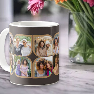 Taza De Café Molinete de foto retro 12 Pétalo de flor Marrón