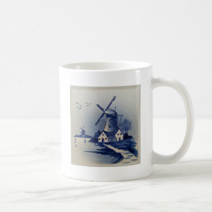 Taza De Café Molino de viento azul vintage Delft