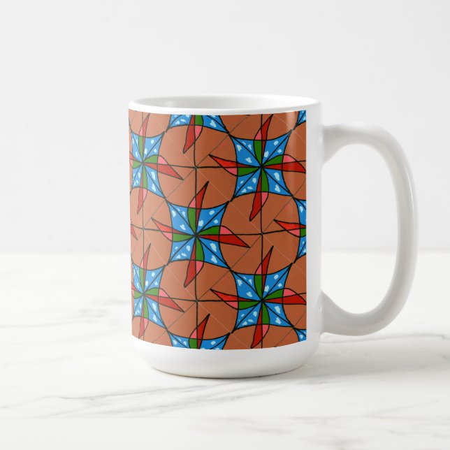 Taza De Café "Molino de viento de juguete con mosaico" Resumen  (Derecha)