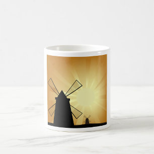 Taza De Café Molinos de viento al amanecer