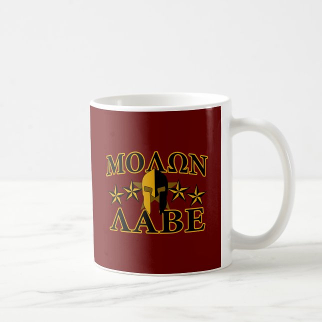 Taza De Café Molon Labe Guerrero Espartano 5 estrellas Borgoña (Derecha)
