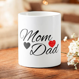 Taza De Café Mom & Dad Hearts - Elegant Typography Family Love