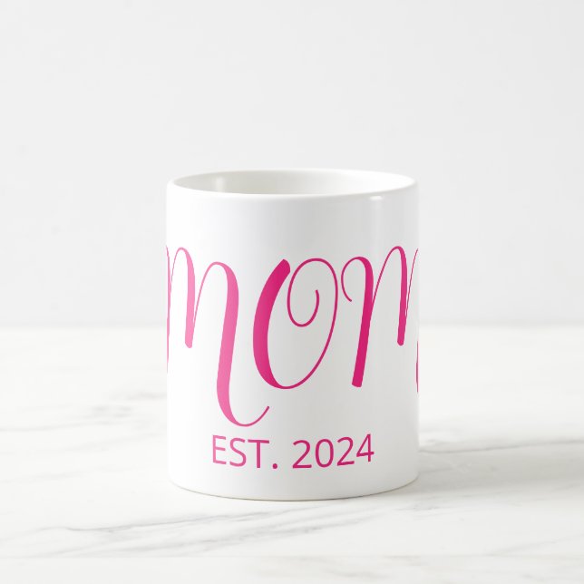 Taza De Café Mom Established Big Script New Mom Gift (Centro)